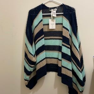 Cocogio striped shawl cardigan (sz os)